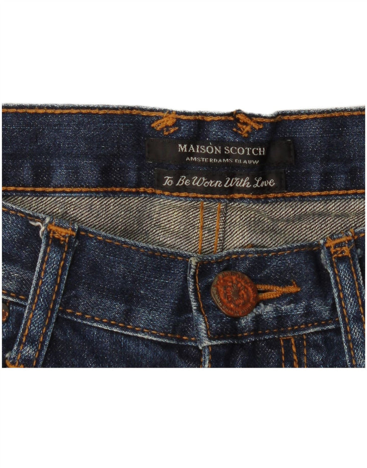 Maison Scotch Damen Distressed Denim Shorts W32 Mittelblau