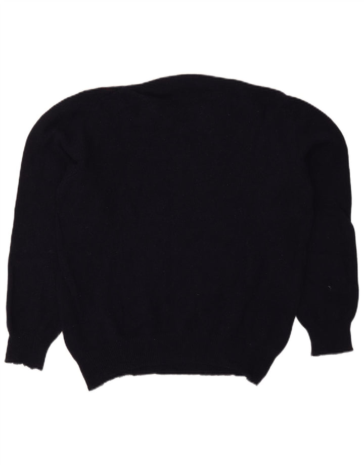 Vintage Herren Pullover mit Rundhalsausschnitt, groß, Marineblau, Argyle/Diamant