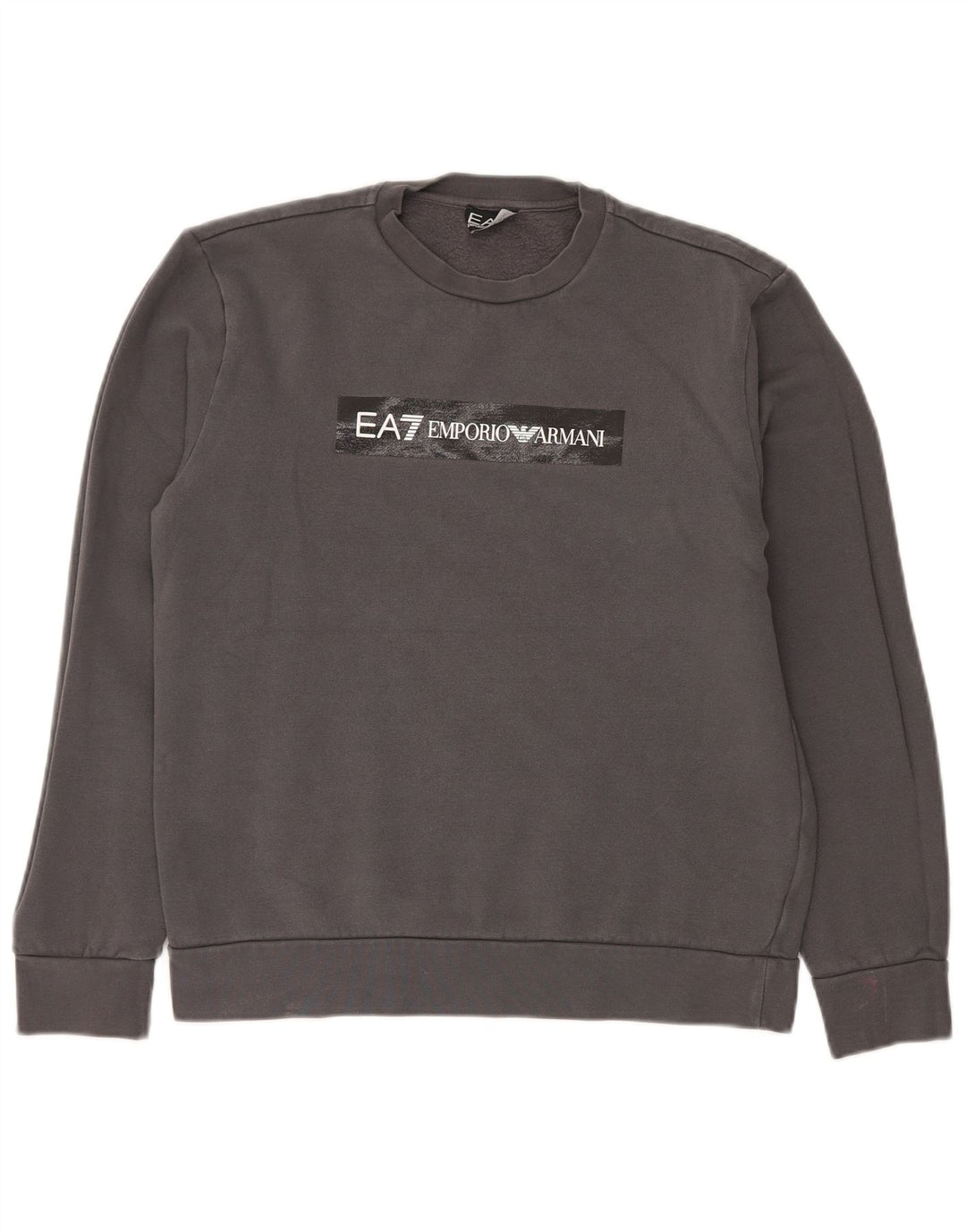 Emporio Armani Herren Grafik-Sweatshirt-Pullover aus mittelgrauer Baumwolle