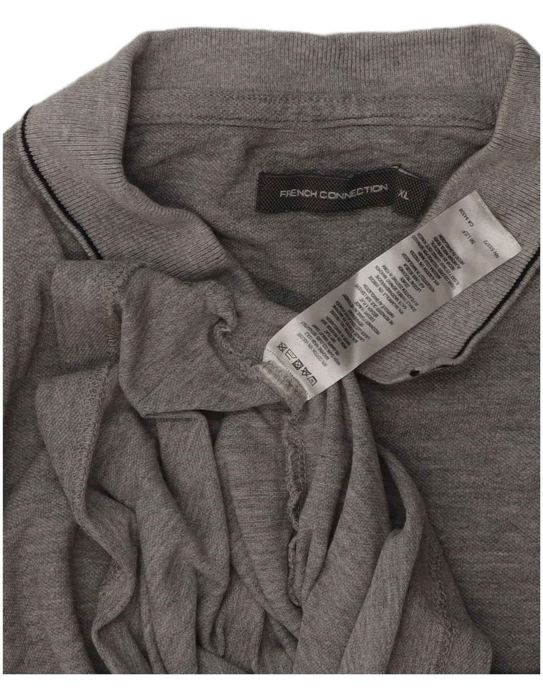 French Connection Herren-Poloshirt XL aus grau gefleckter Baumwolle