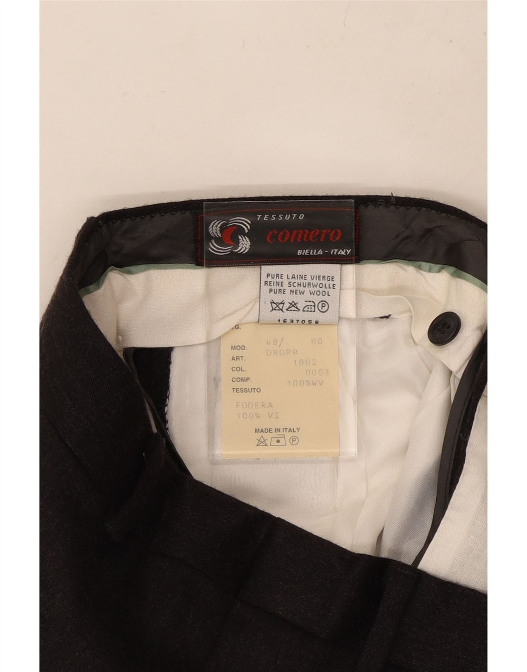 COMERO Herren-Anzughose mit Klammern, Größe 48, mittelgroß, B30, L30, schwarze Wolle