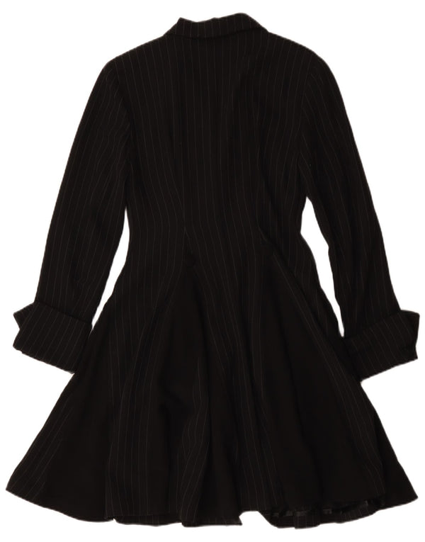 Bellissima Damen Langarm-Hemdkleid IT 48 XS Schwarzer Nadelstreifen