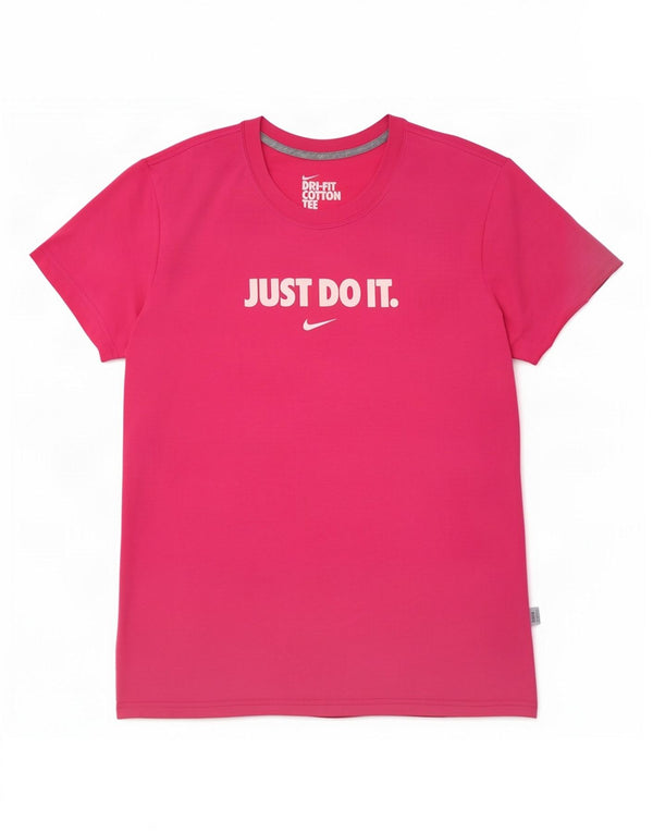 Nike Damen Dri Fit Graphic T-Shirt Top UK 20/22 XL Rosa Baumwolle