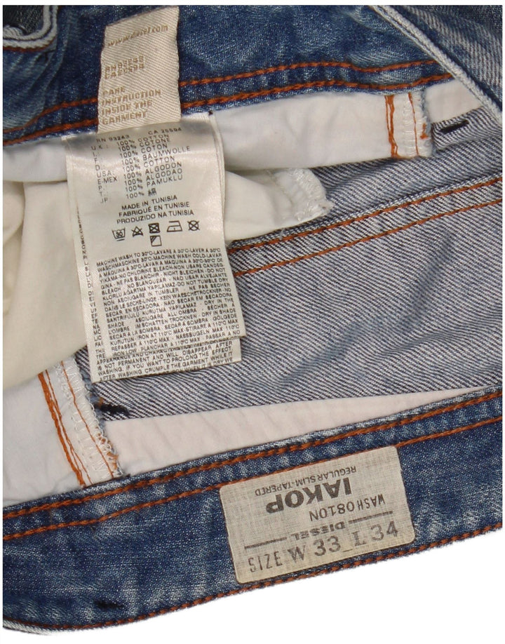 Diesel Herren Iakop Distressed Slim Jeans W33 L34 Blaue Baumwolle