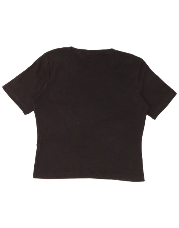 RALPH LAUREN Damen Crop T-Shirt Top UK 18 XL Schwarz Baumwolle