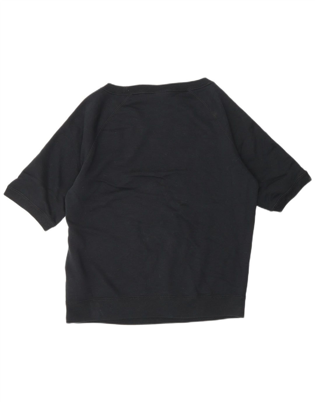 NIKE Damen Kurzarm-Sweatshirt-Pullover UK 16 Große schwarze Baumwolle