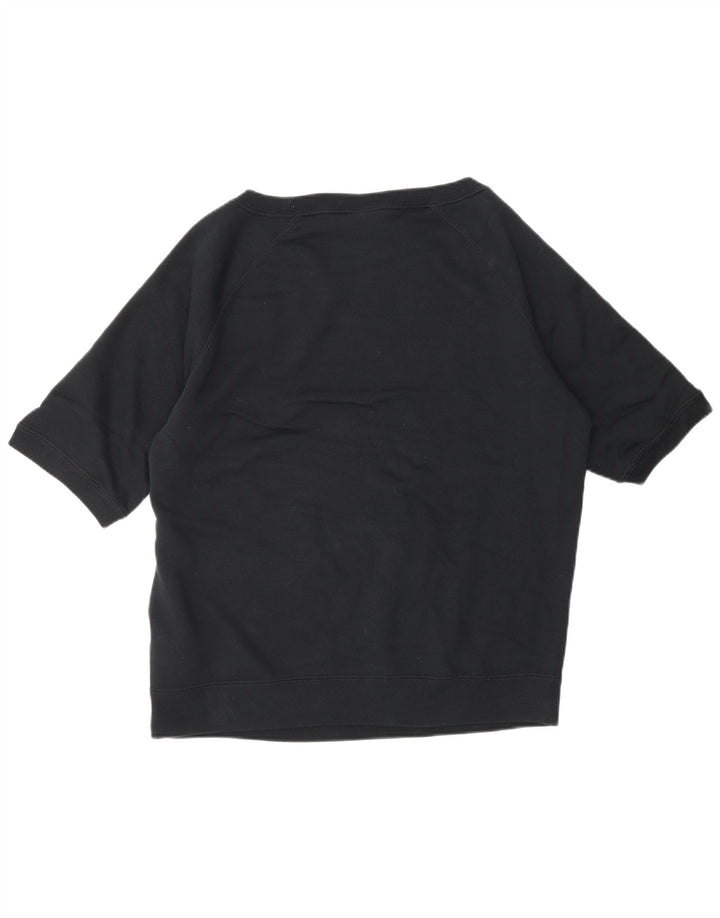 NIKE Damen Kurzarm-Sweatshirt-Pullover UK 16 Große schwarze Baumwolle