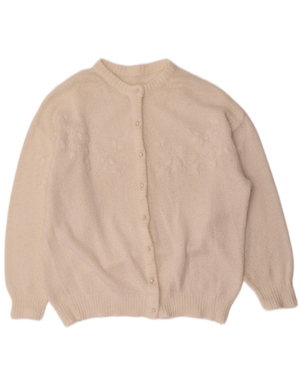 Vintage Damen Cardigan Pullover UK 18 XL Weiß Acryl