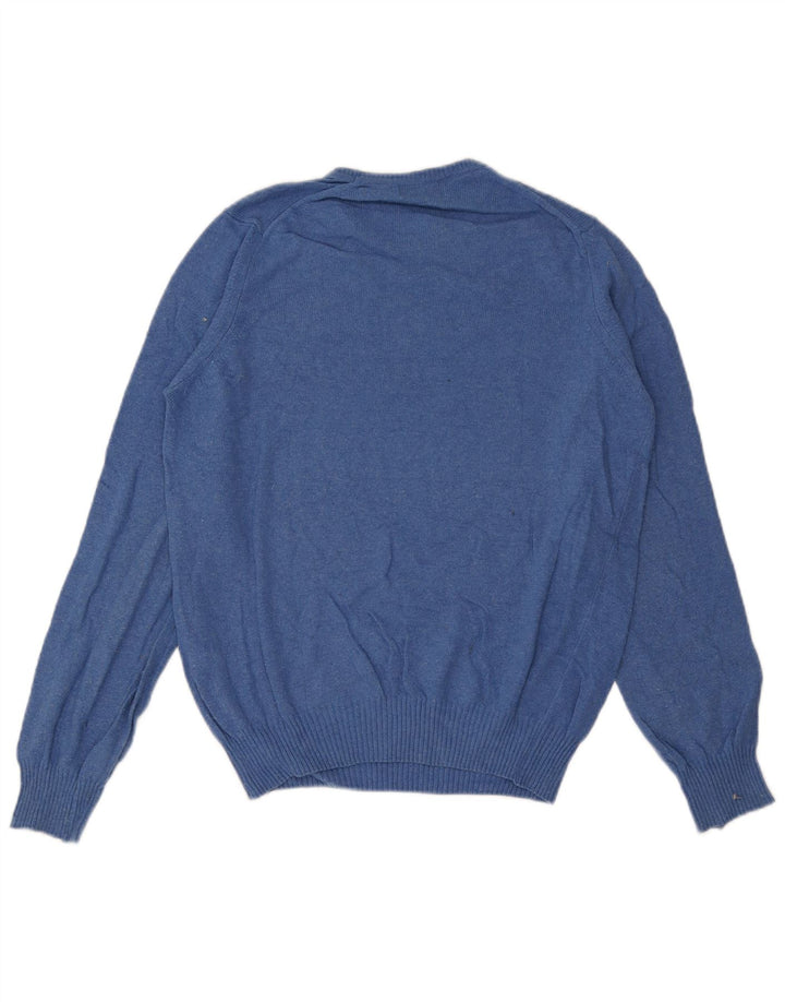 ZARA Herren-Pullover mit Rundhalsausschnitt, mittelblaue Viskose