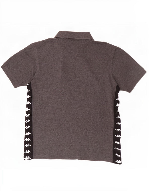 Kappa Herren-Poloshirt mit Grafik, groß, graue Farbblock-Baumwolle