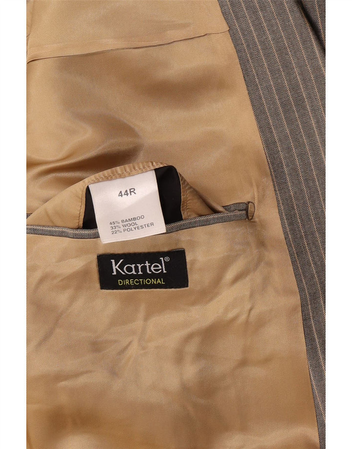 Kartel Herren-Blazer mit 2 Knöpfen, UK 44, 2XL, graue Nadelstreifen-Baumwolle
