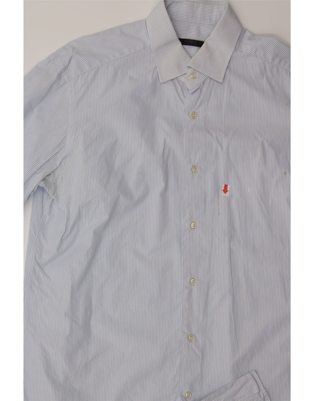 UNGARO Mens Shirt Size 41 16 Large Blue Pinstripe Cotton Vintage Ungaro and Second-Hand Ungaro from Messina Hembry 