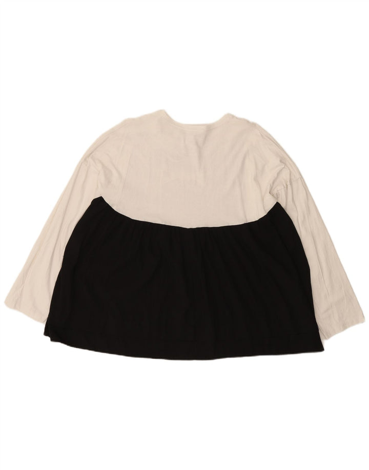 Zara Damen-Oversize-Oberteil mit langen Ärmeln, UK 14, Mittelweiß, Farbblock