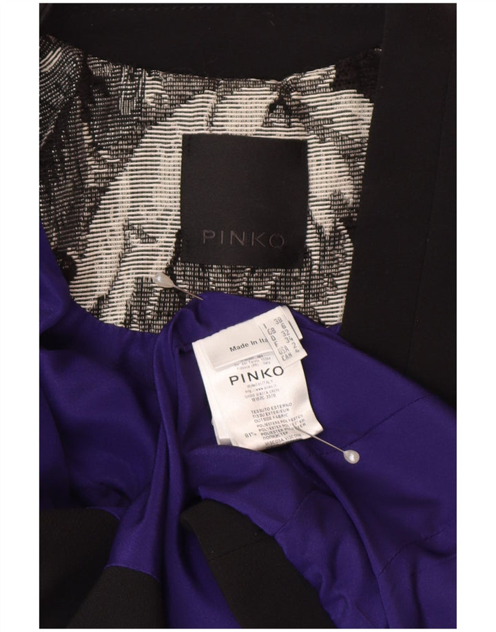 Pinko Womens Crop 1 Button Blazer Jacke UK 6 XS Schwarz geblümtes Polyester