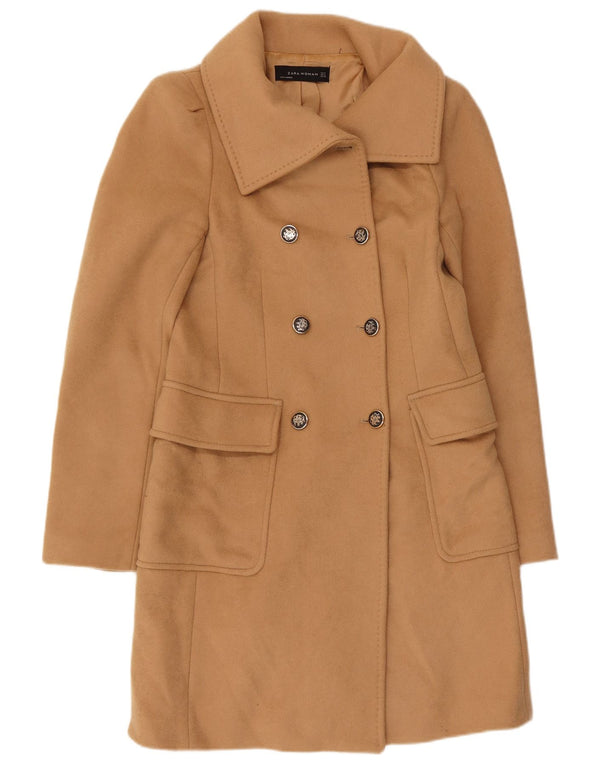 Zara Damen Zweireihiger Mantel UK 12 Mittelbraune Wolle