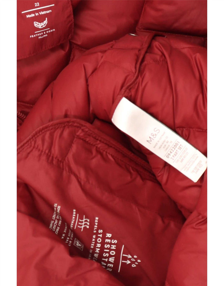 Marks & Spencer Wattierter Damenmantel mit Kapuze, UK 22 3XL, Rot, Polyamid