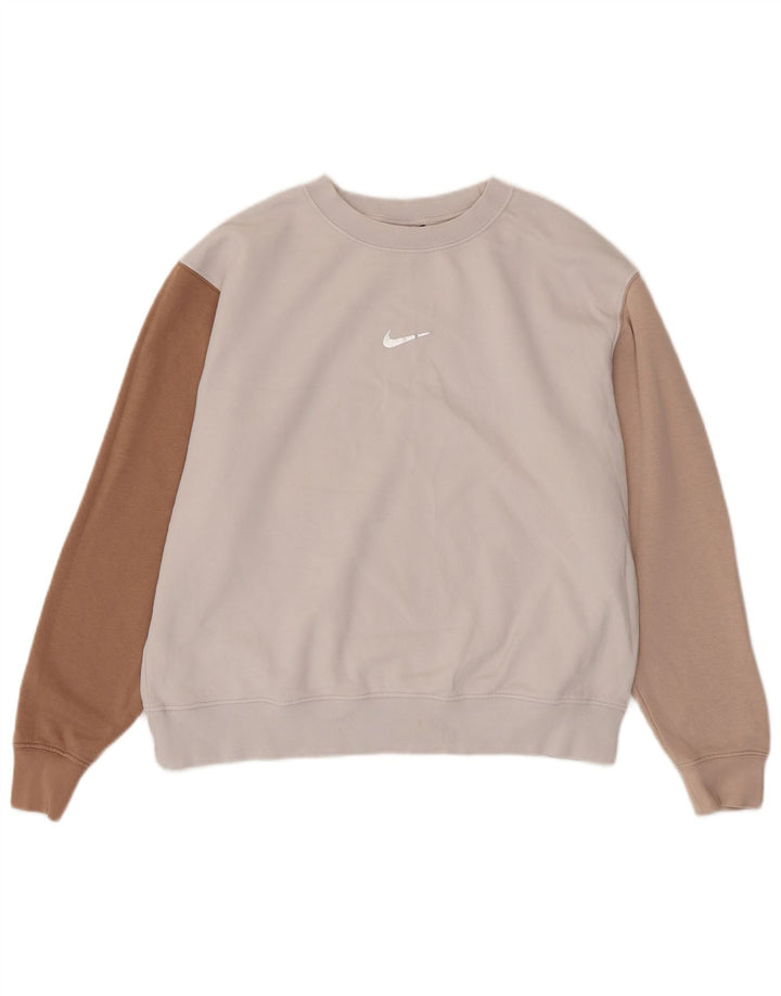 Nike Damen-Sweatshirt in Übergröße, Größe UK 14, mittelweiß, Farbblock
