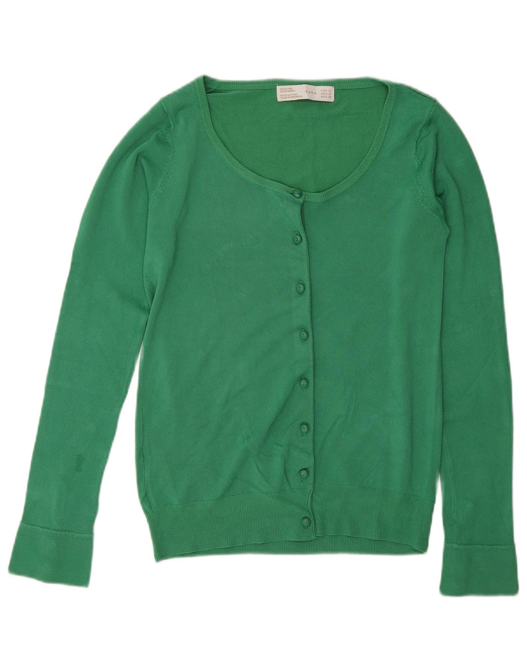 Zara Damen-Cardigan-Pullover UK 12 Mittelgrüner Rayon