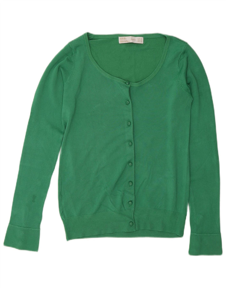 Zara Damen-Cardigan-Pullover UK 12 Mittelgrüner Rayon