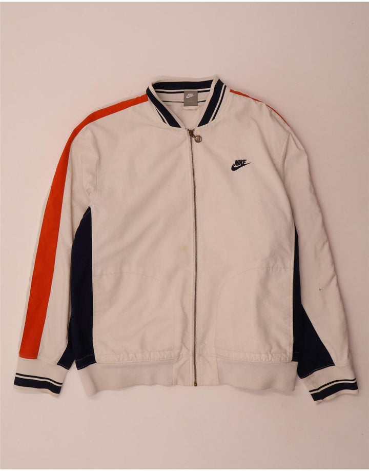 Nike Herren-Trainingsanzug-Oberteiljacke UK 45/47 XL Weißer Colourblock-Polyester
