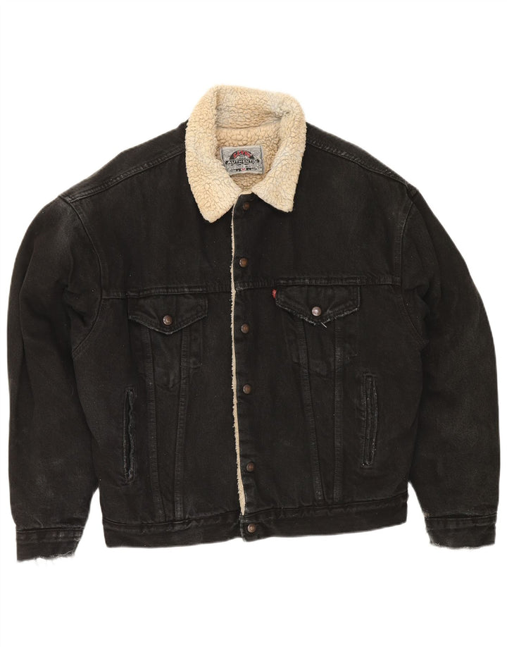 Levi's Herren Denim Sherpa Jacke UK 38 Medium Schwarz