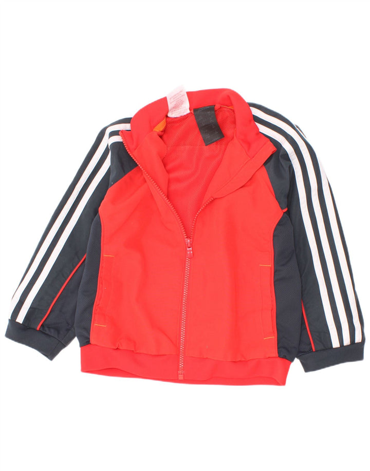 Adidas Jungen-Trainingsanzug-Top-Jacke, 3–4 Jahre, rotes Farbblock-Polyester
