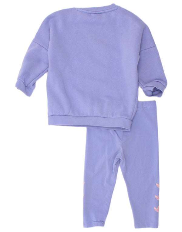 Adidas Baby-Mädchen-Trainingsanzug mit Grafik, 9–12 Monate, lila Baumwolle