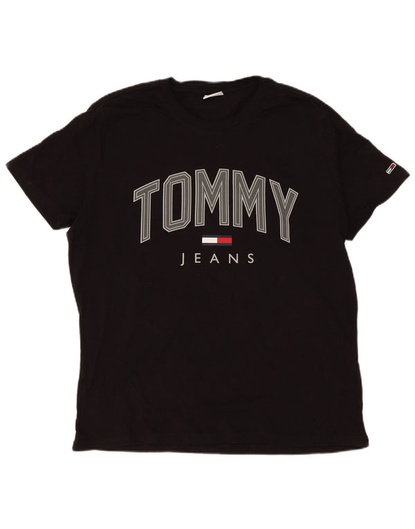 Tommy Hilfiger Herren Grafik T-Shirt Top XL Schwarz Baumwolle