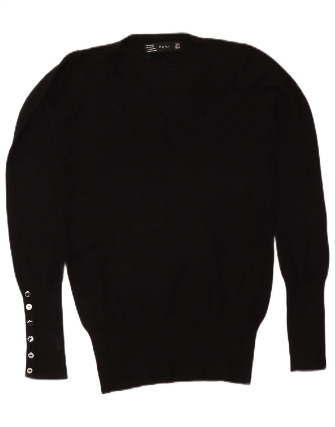 Zara Damen-Pullover mit V-Ausschnitt, Gr. 10, Größe S, Schwarz