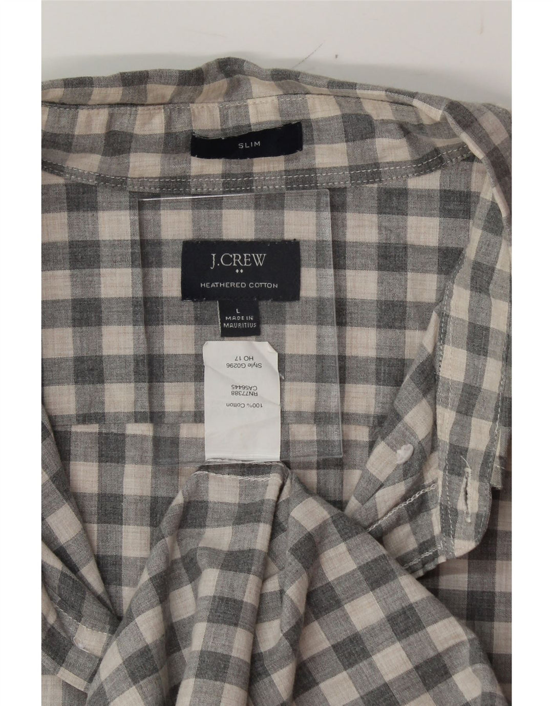 J. CREW Mens Slim Fit Shirt Large Grey Gingham Cotton Vintage J. Crew and Second-Hand J. Crew from Messina Hembry 
