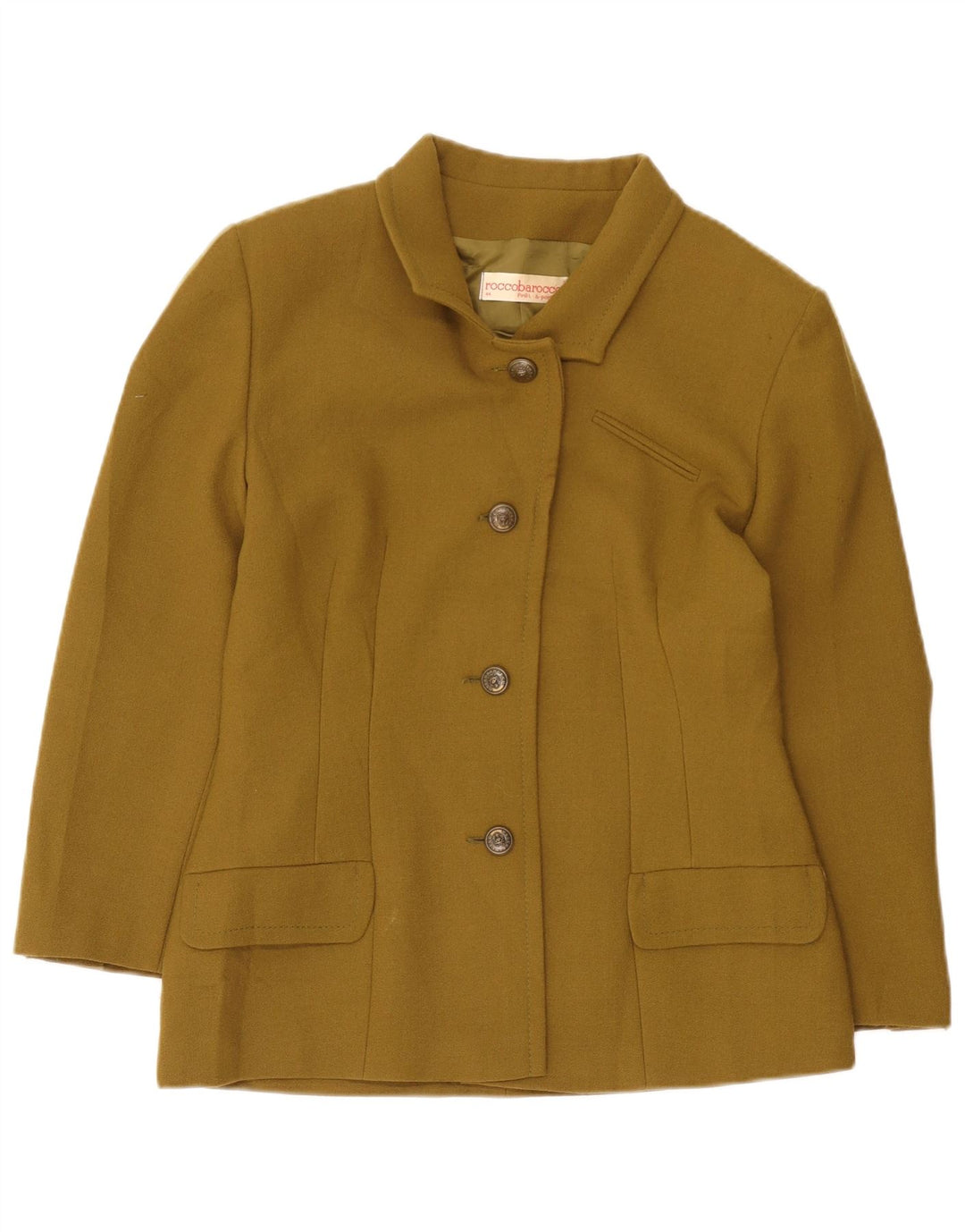 Roccobarocco Damen-Blazerjacke mit 4 Knöpfen, IT 44, mittlere Khaki-Wolle