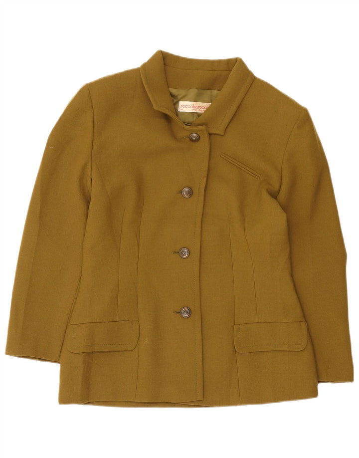 Roccobarocco Damen-Blazerjacke mit 4 Knöpfen, IT 44, mittlere Khaki-Wolle