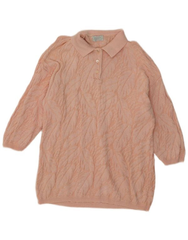 Benetton Damen Rollkragenpullover mit abstraktem Muster IT 48 XL Pink