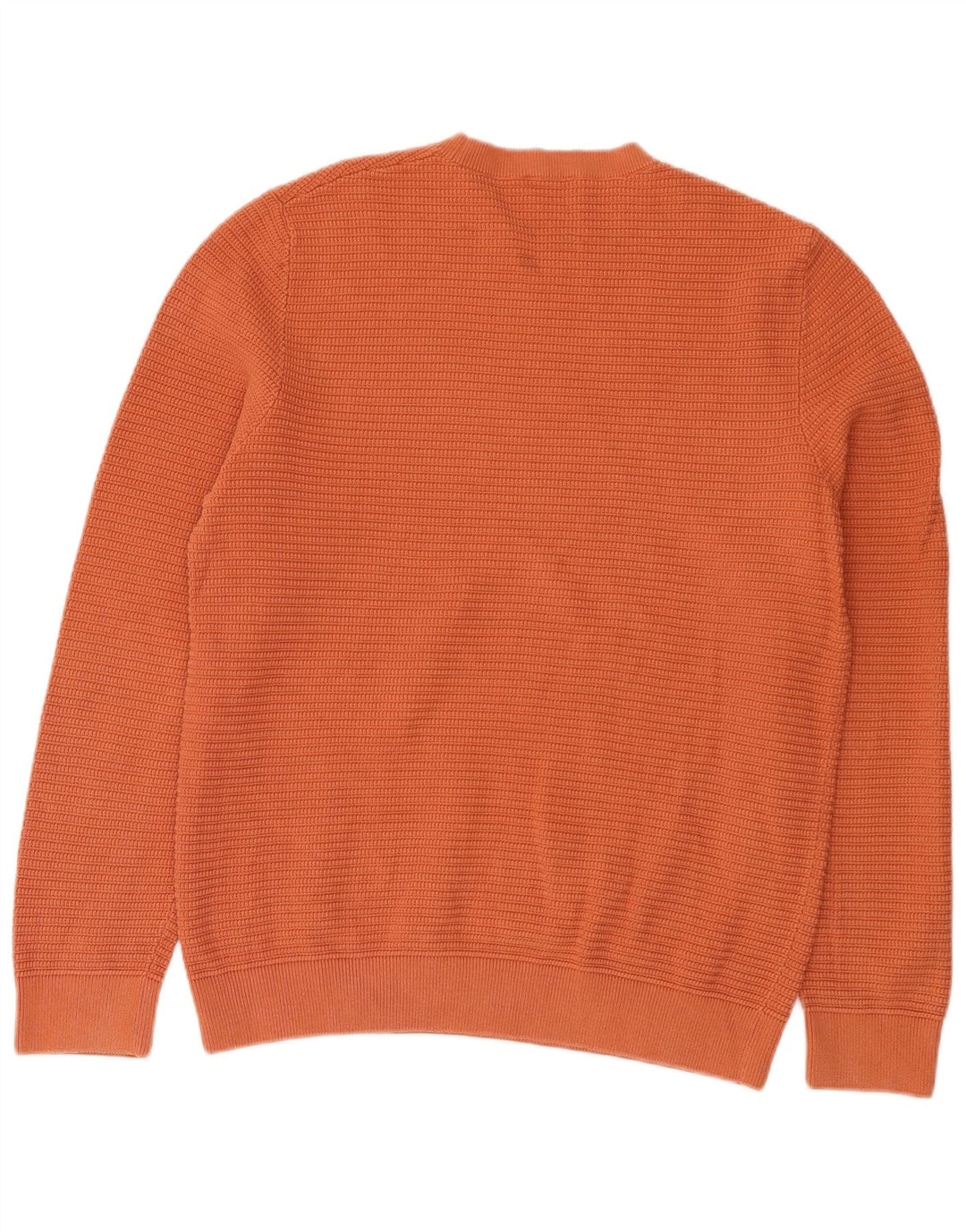Cos Herren-Pullover mit Rundhalsausschnitt, groß, orangefarbene Baumwolle