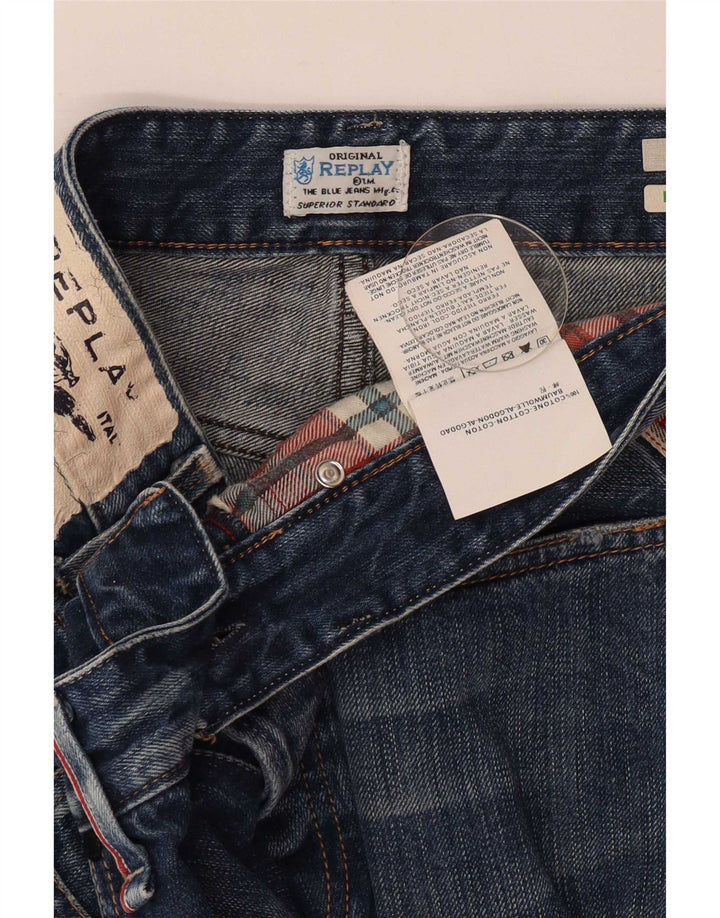 Replay Herren Distressed Slim Jeans W34 L34 Blaue Baumwolle