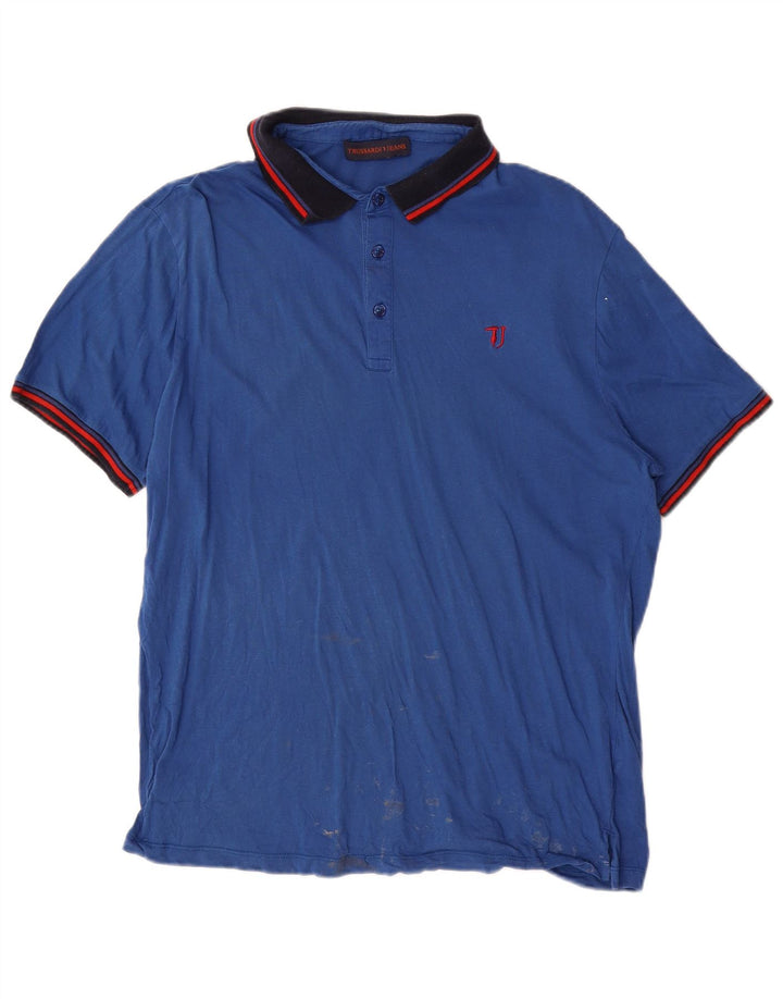 Trussardi Jeans Herren Poloshirt 2XL Blau Baumwolle