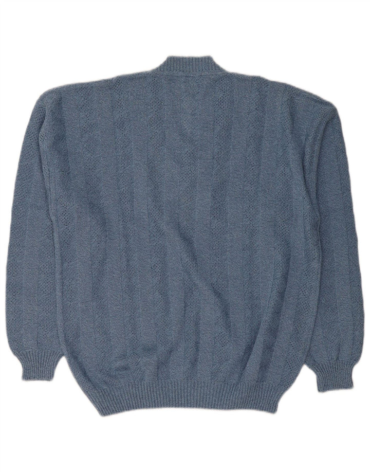 Lasa Damen-Pullover mit V-Ausschnitt, Gr. 46/48, groß, Blau Argyle/Diamant
