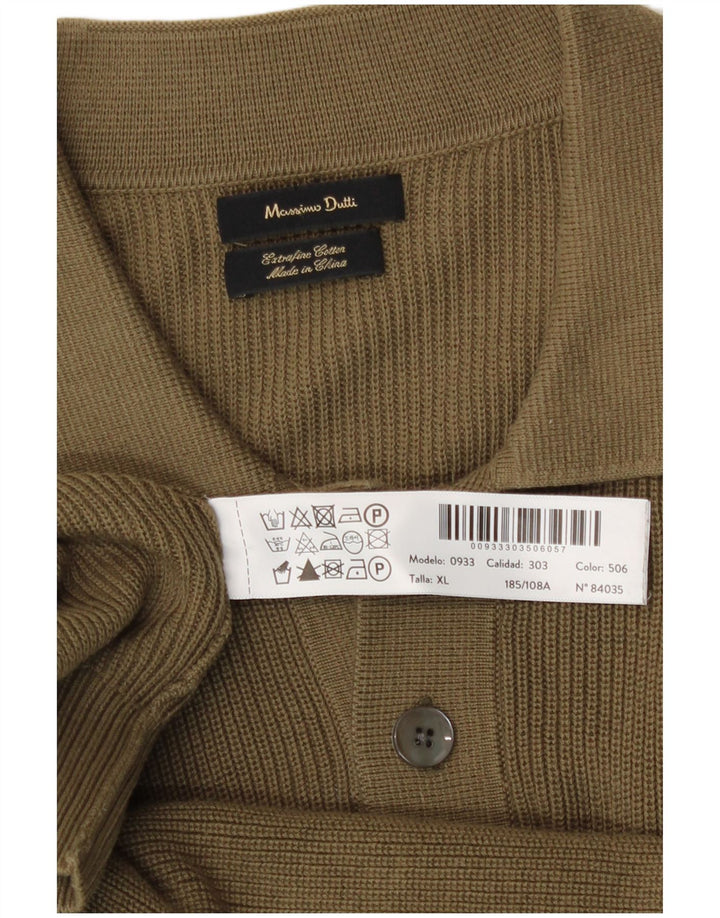 Massimo Dutti Herren-Pullover mit Rollkragen, XL, Khaki, Baumwolle