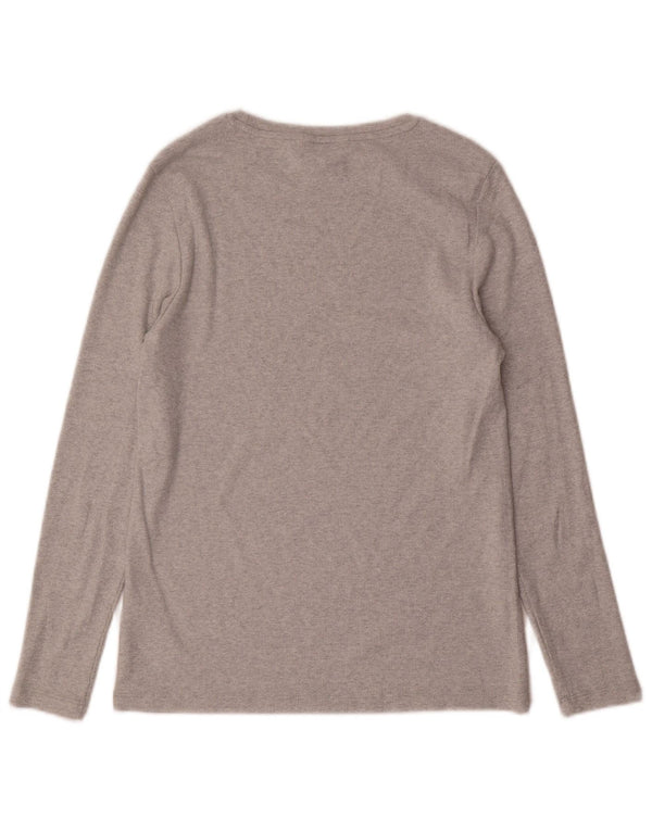 Marks & Spencer Damen Top Langarm UK 14 Mittelgraue Baumwolle