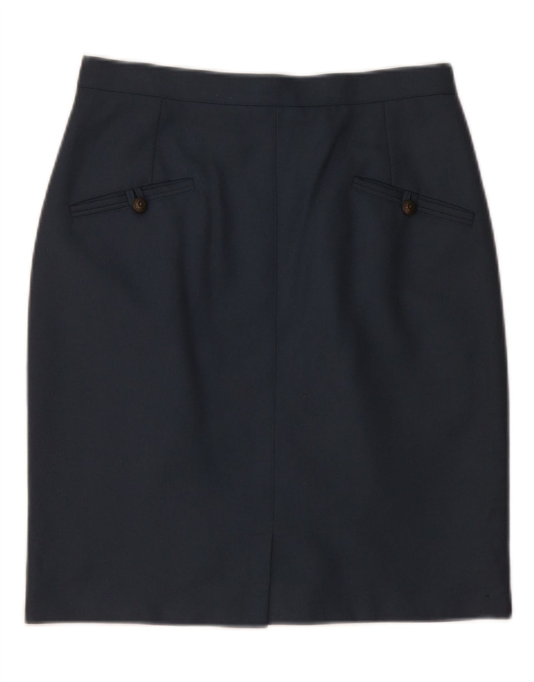 VINTAGE Damen Bleistiftrock Medium W28 Marineblaue Wolle