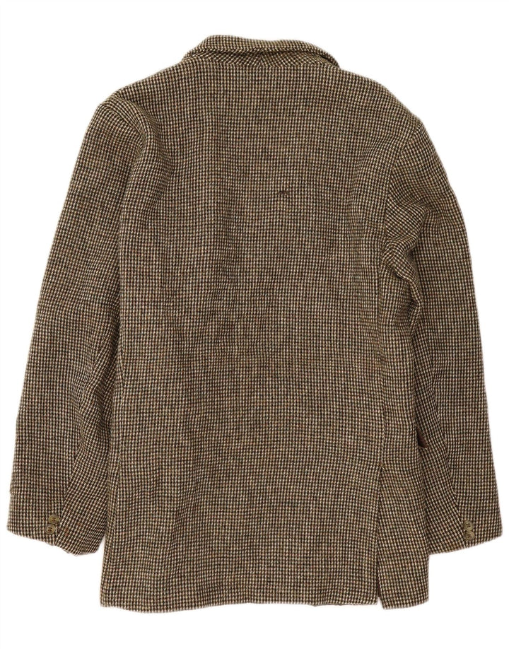 Harris Tweed Herren-Blazer mit 3 Knöpfen, UK 40, groß, braun kariert, Schurwolle