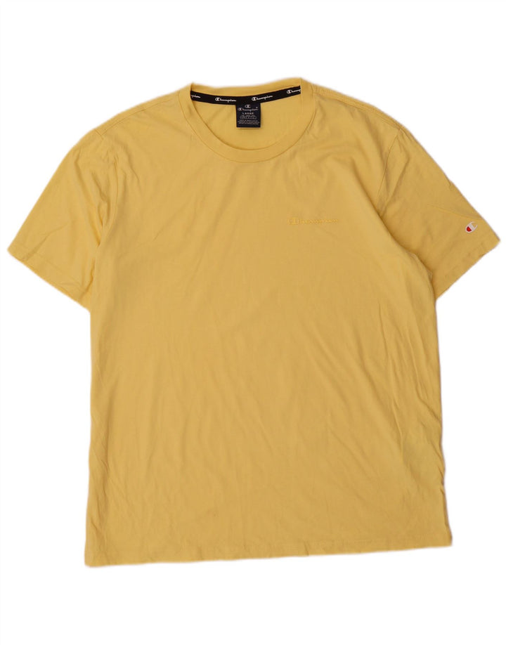 Champion Herren T-Shirt Top Large Gelb Baumwolle