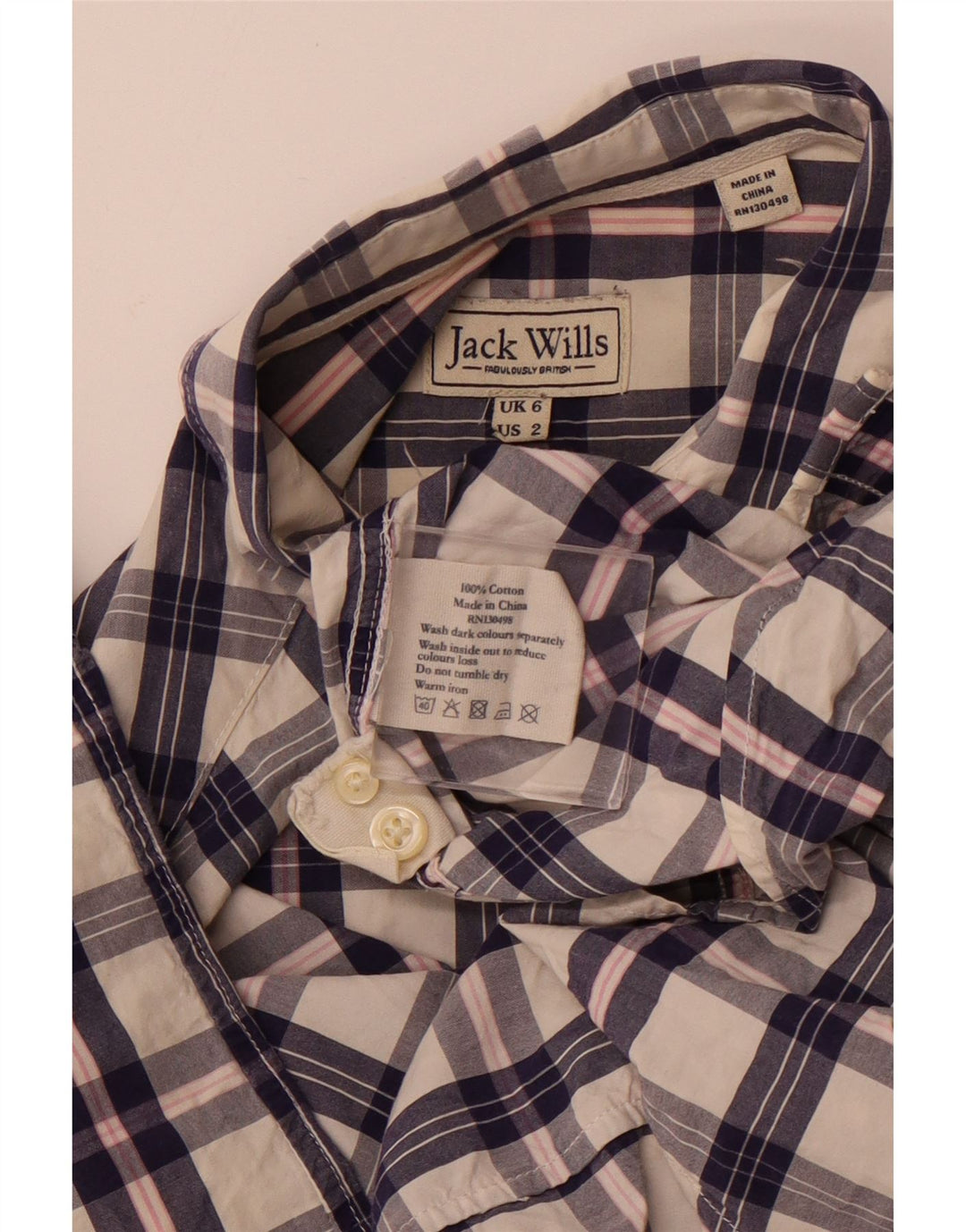 JACK WILLS Damenhemd UK 6 XS weiß karierte Baumwolle