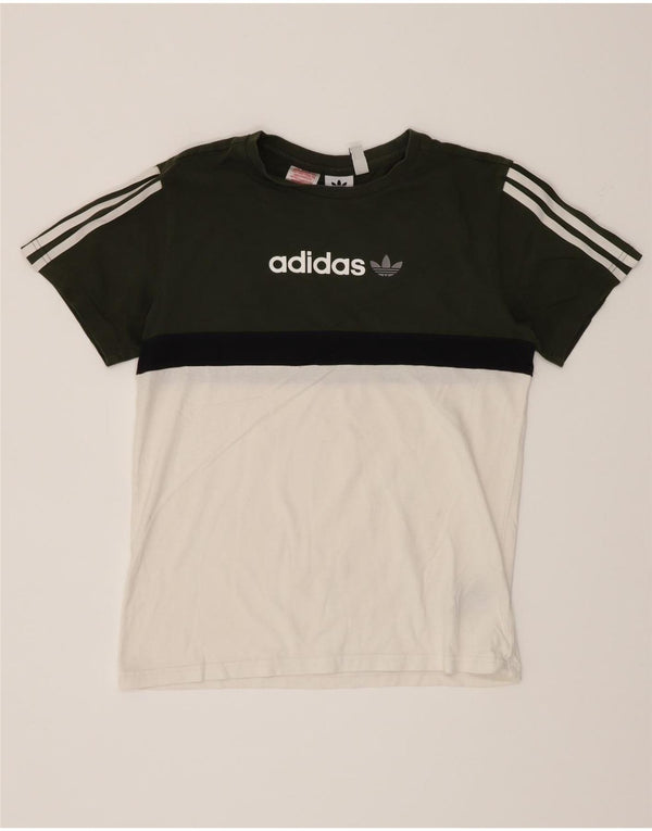 Adidas T-Shirt mit Grafik für Jungen, 13–14 Jahre, weißes Farbblockdesign