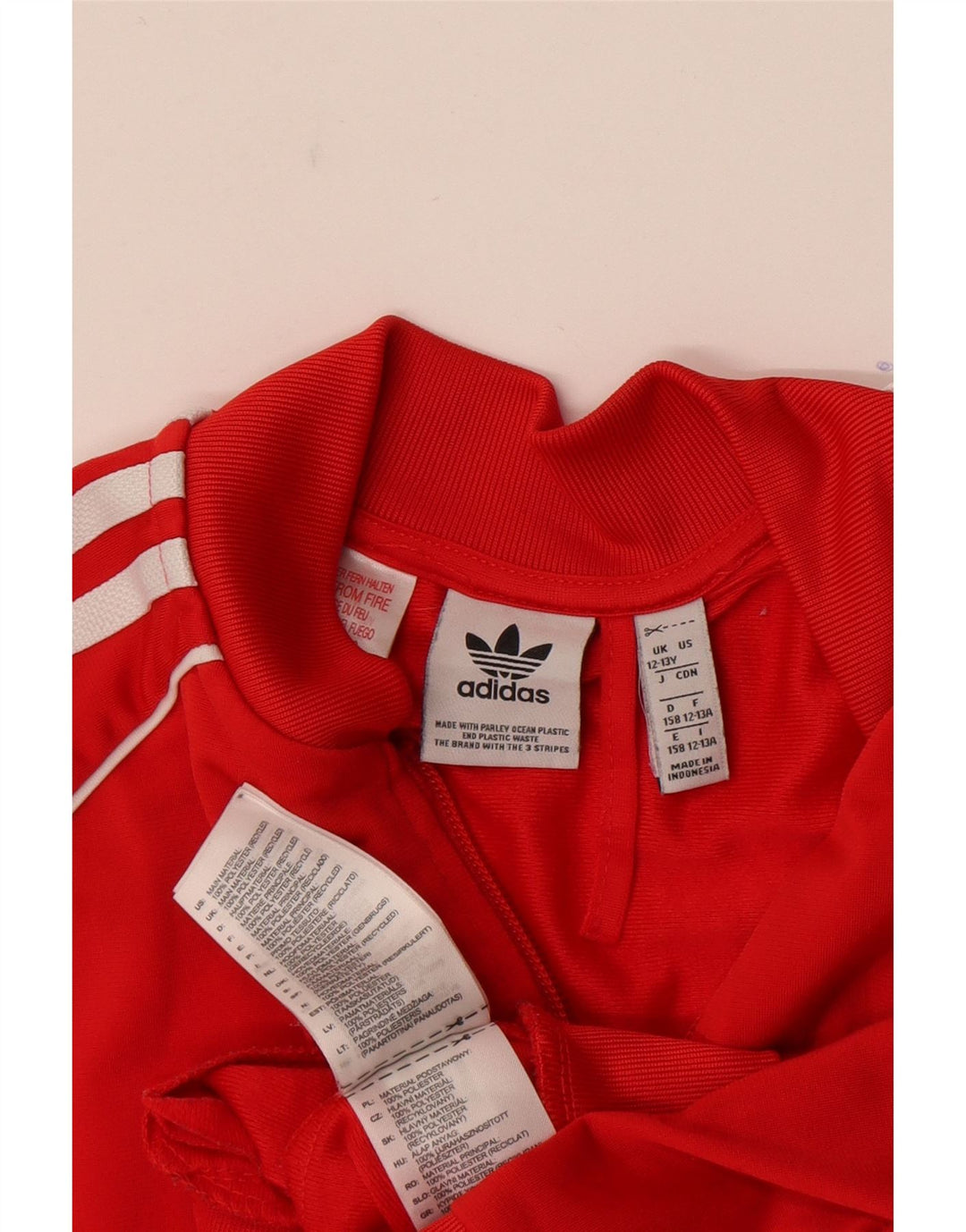ADIDAS Jungen-Trainingsanzug, Top-Jacke, 12–13 Jahre, groß, rotes Polyester