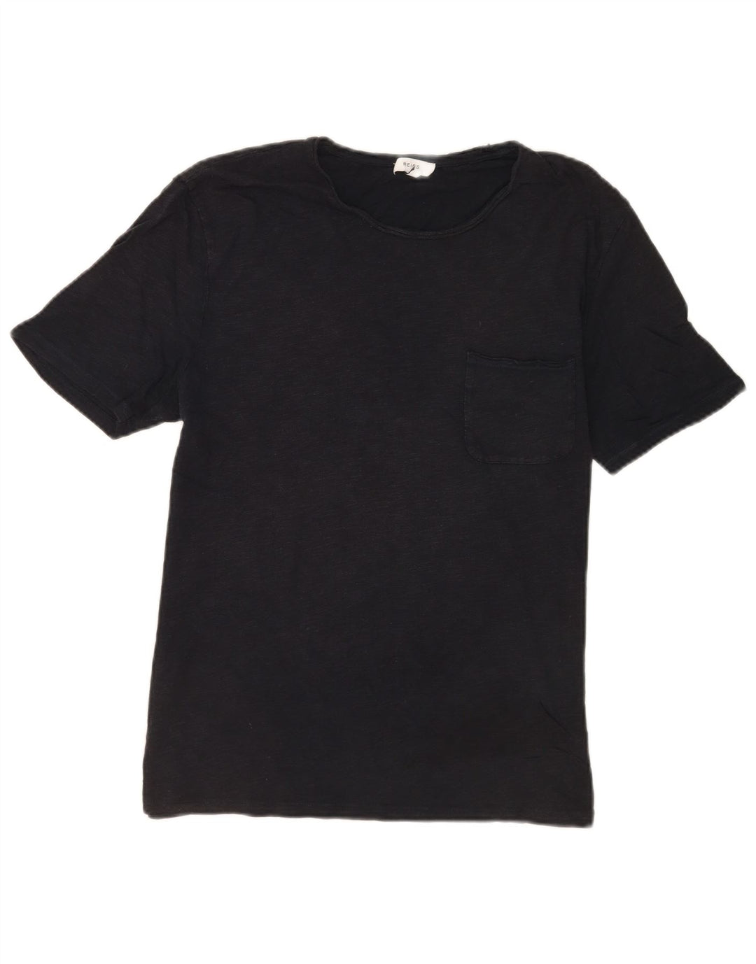 Reiss Herren-T-Shirt-Oberteil, groß, schwarz gesprenkelte Baumwolle