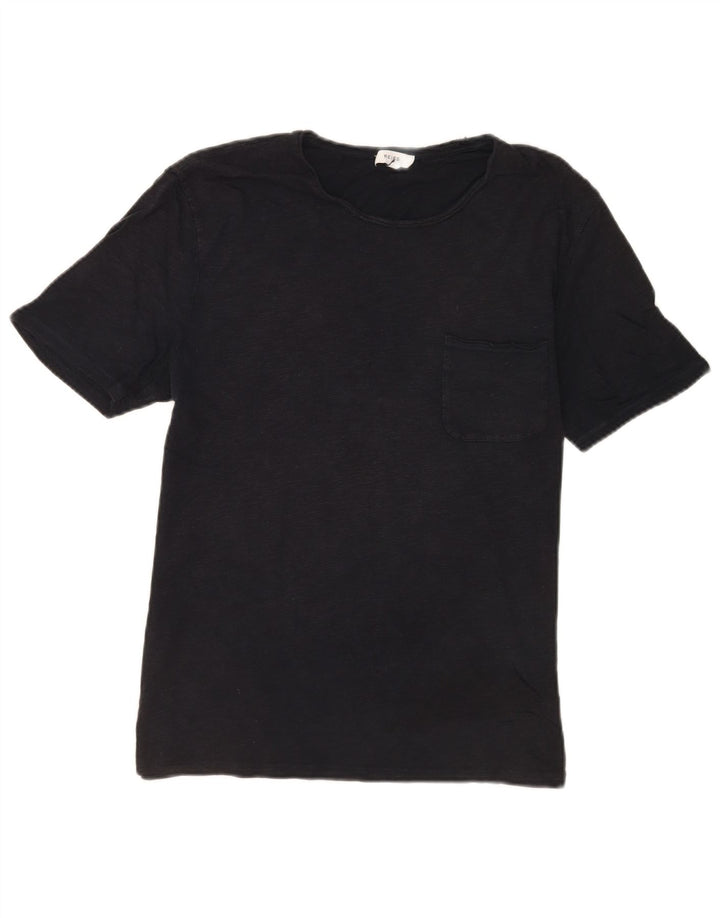 Reiss Herren-T-Shirt-Oberteil, groß, schwarz gesprenkelte Baumwolle