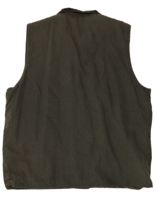 Walker and Hawkes Herren-Weste aus gewachster Baumwolle, UK 42, XL, Khaki, Farbblock