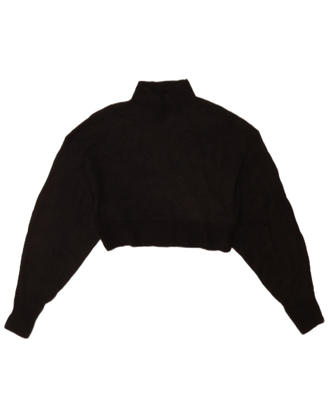 Zara Damen Crop Turtle Neck Pullover Pullover UK 10 Small Schwarz