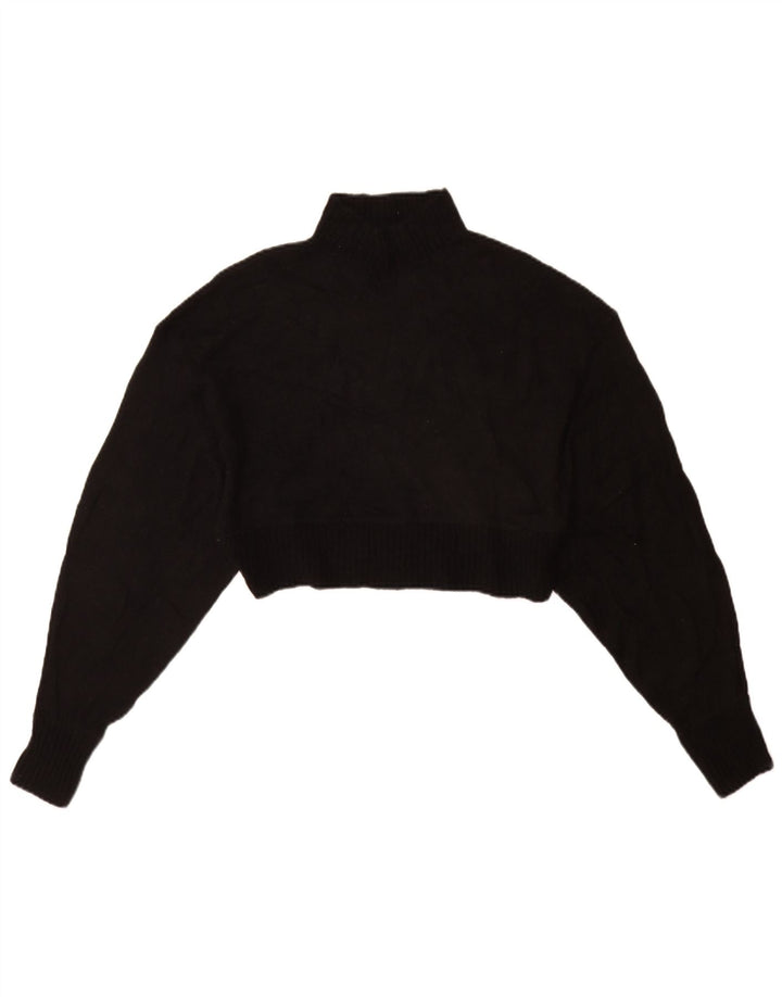 Zara Damen Crop Turtle Neck Pullover Pullover UK 10 Small Schwarz